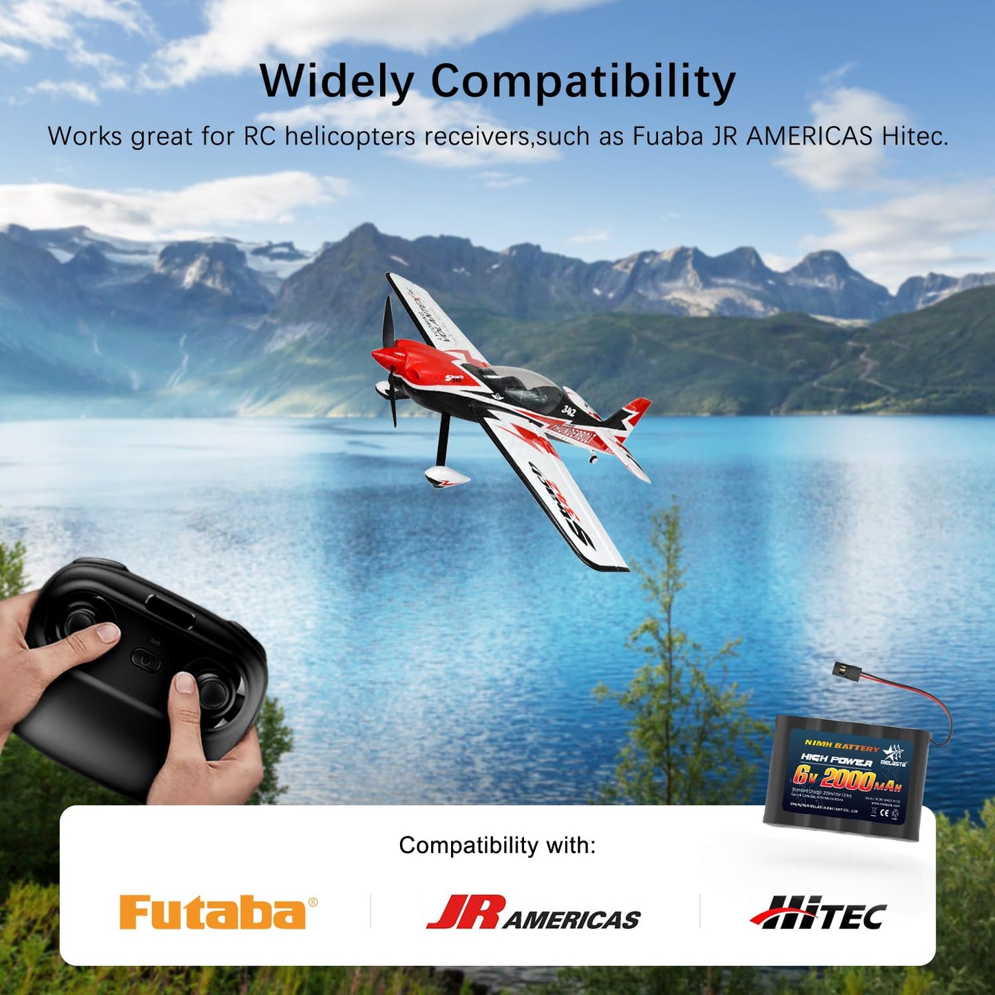 6V 2000mAh NiMH RX Receiver Battery 2-Pack for RC Airplanes