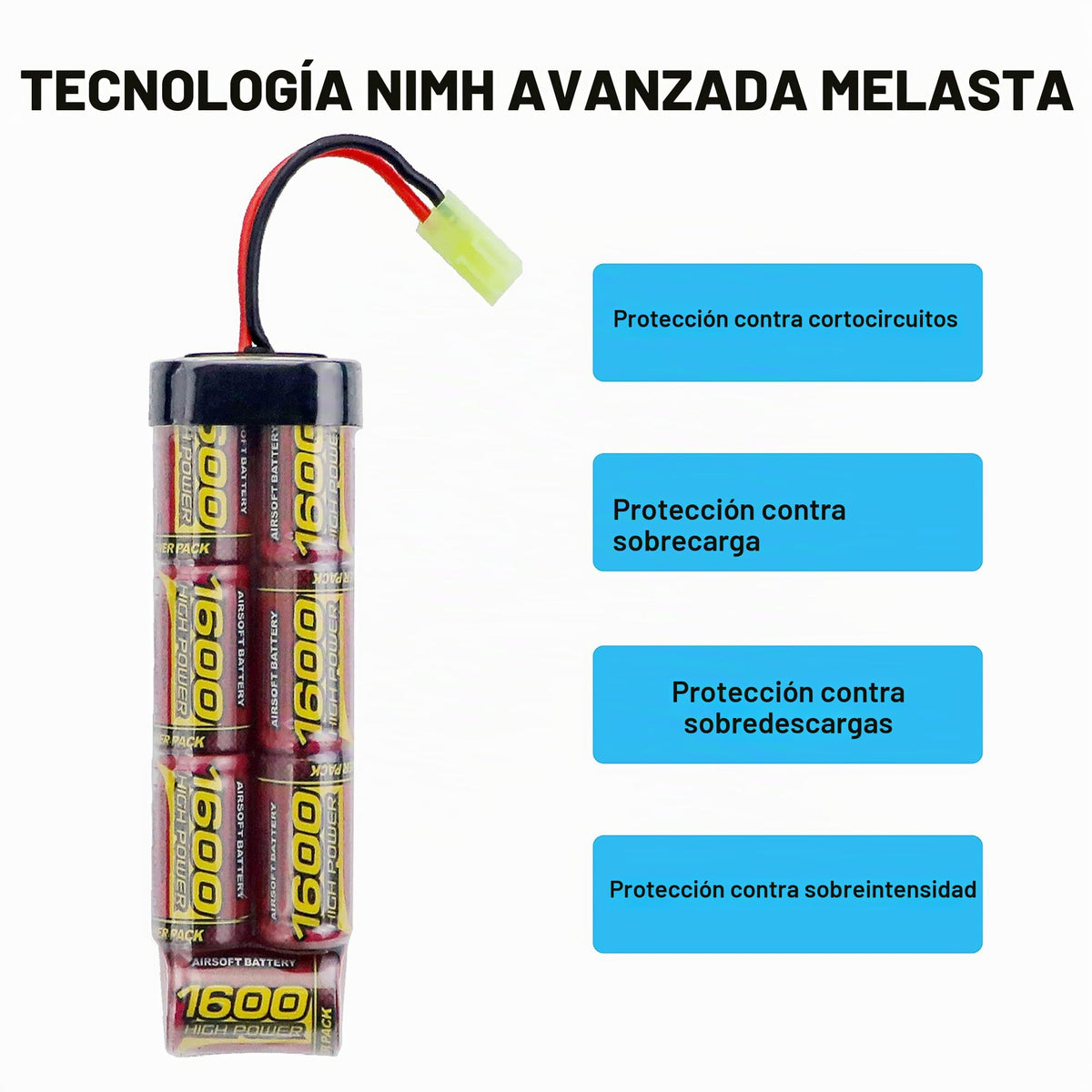 8.4V Airsoft Battery 1600mAh NiMH Battery with Mini Tamiya