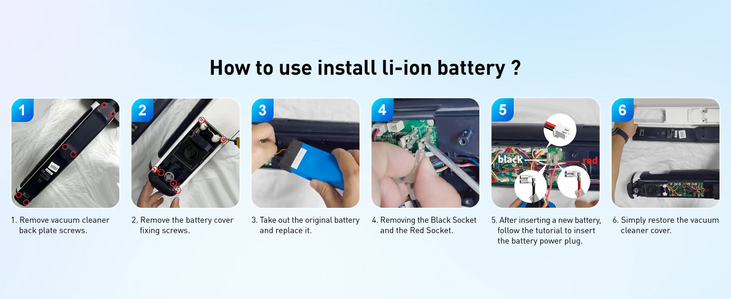 21.6V 3000mAh Replacement Battery for  Tineco