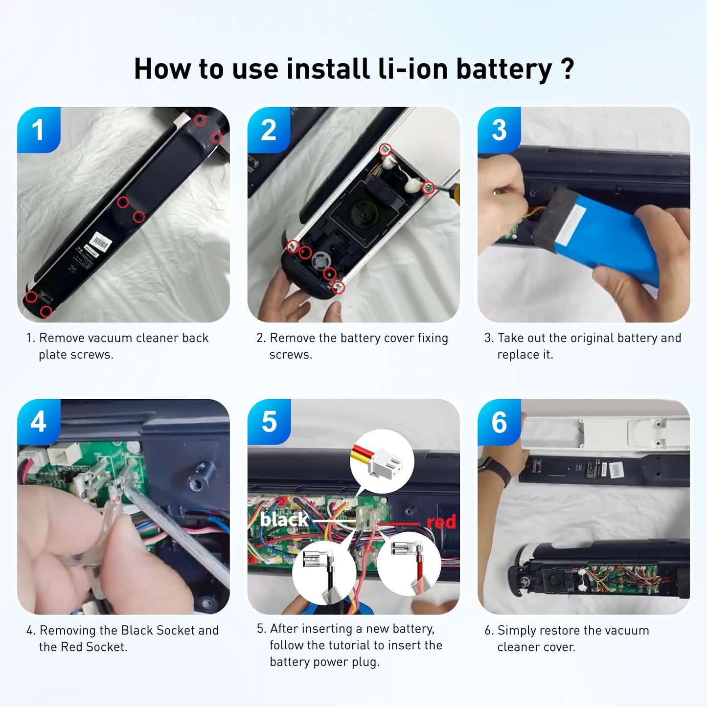 21.6V 3000mAh Replacement Battery for  Tineco