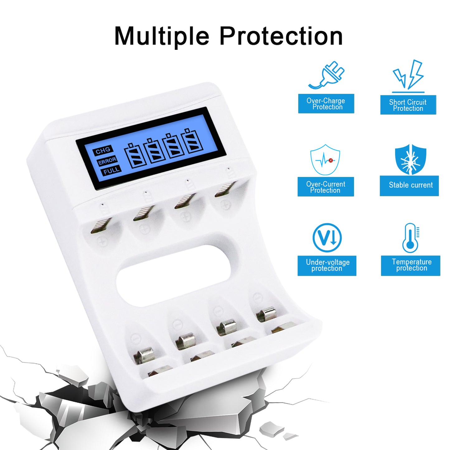 4 Slots Smart USB LCD display AA/AAABattery Charger