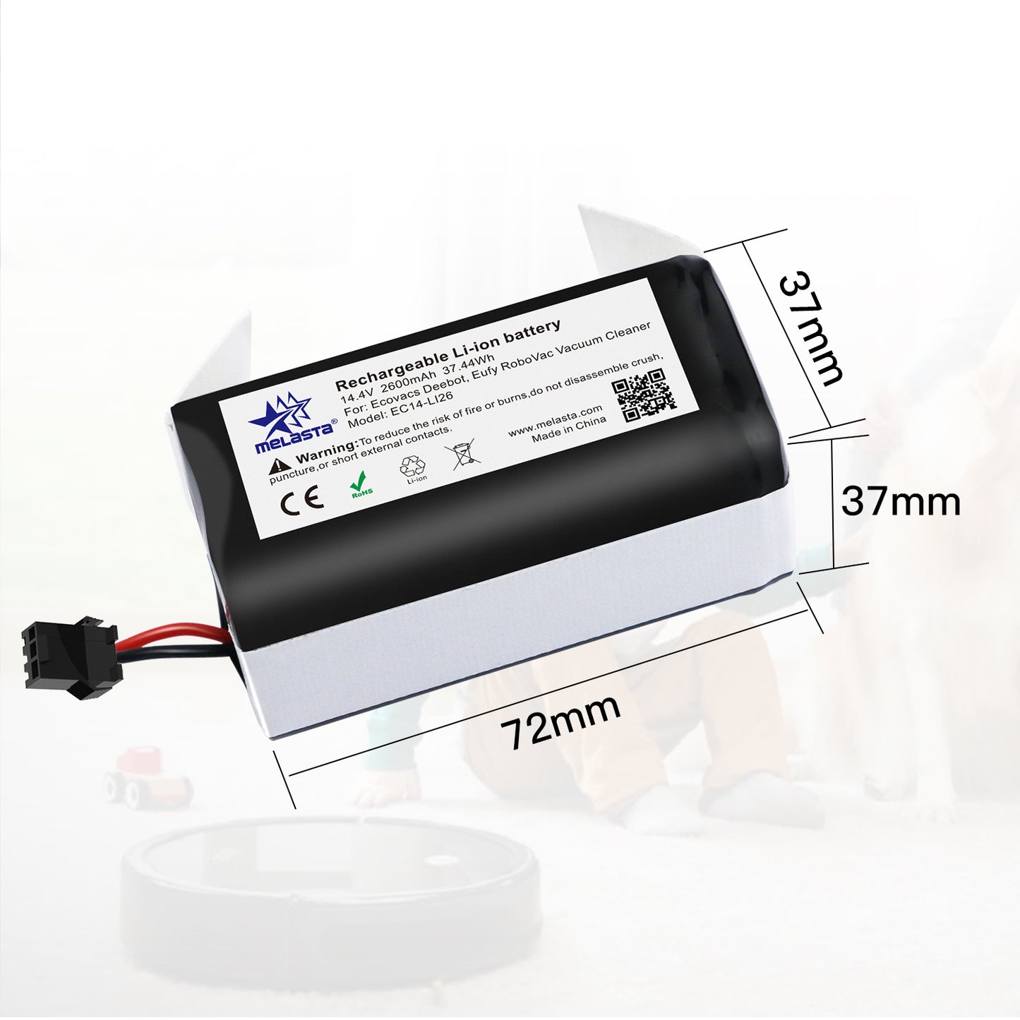 14.4V 2600mAh Li-ion Battery for Ecovacs Deebot N79 N79S DN622, Eufy Robovac 11 11S