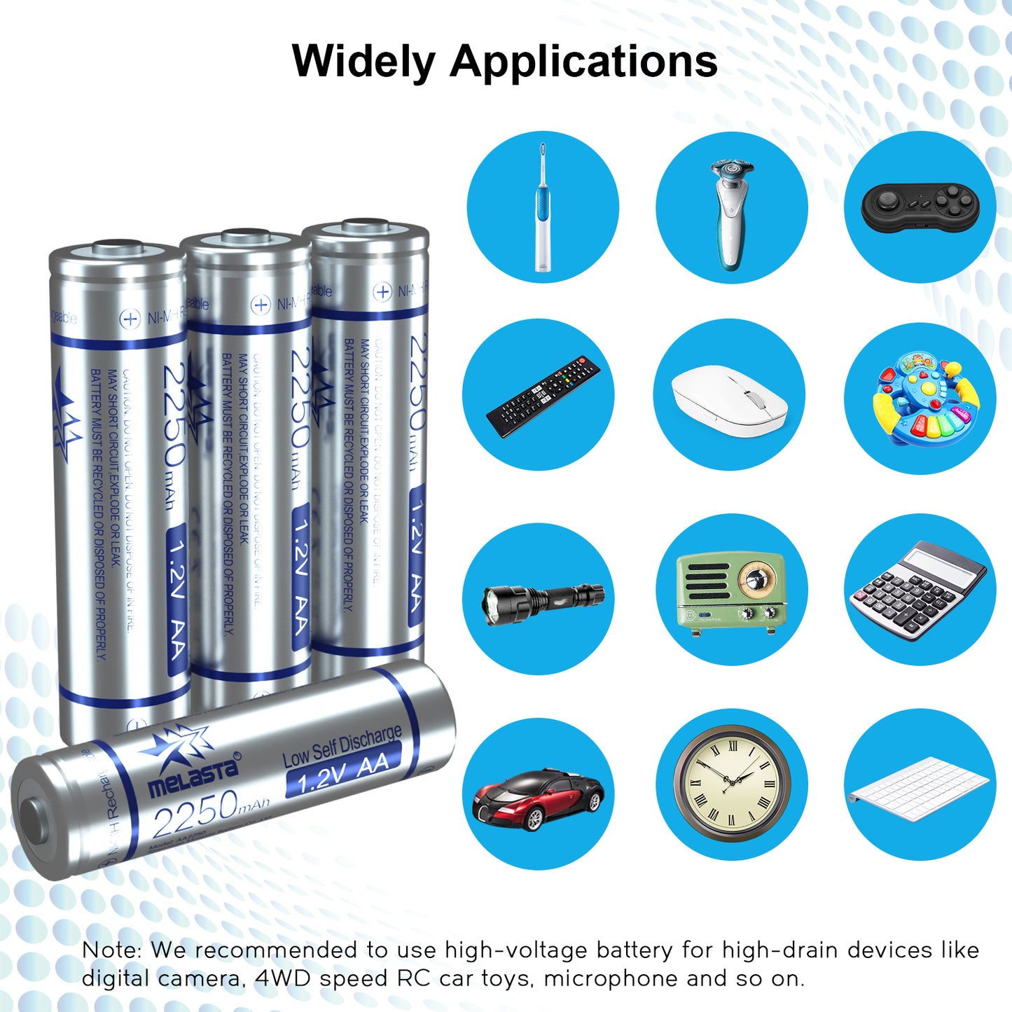 AA NIMH Rechargeable LSD battery 1.2V 2250mAh Low Self Discharge