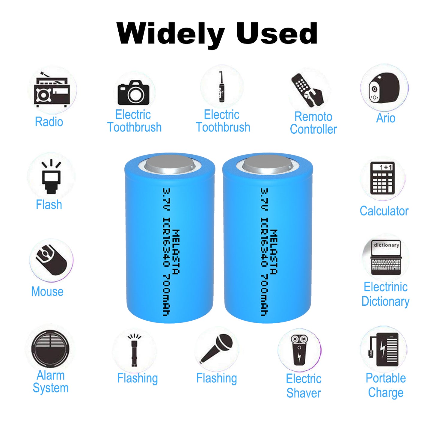 16340 RCR123A 3.7V 700mAh rechargeable Lit-ion battery+USB LCD Charger