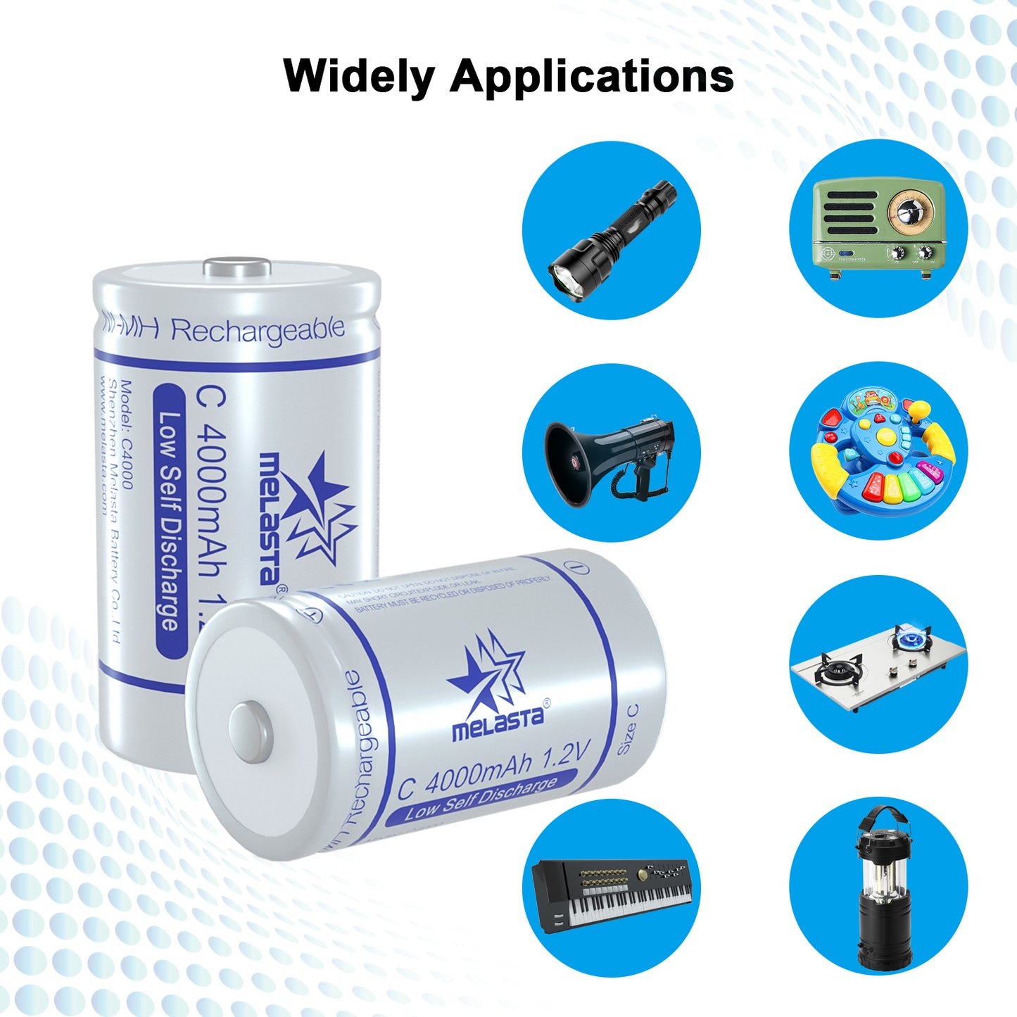 size C LSD NIMH Rechargeable battery 1.2V 4000mAh Low Self Discharge