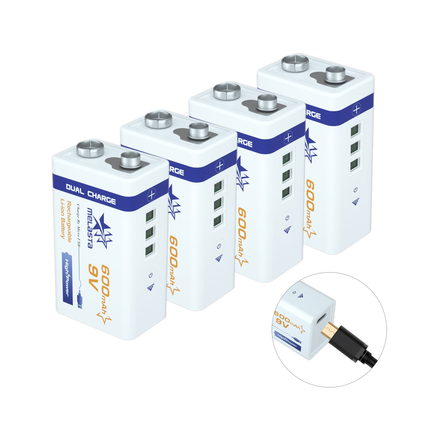 2PCS 6F22 USB 9V 600mAh Li-ion rechargeable battery