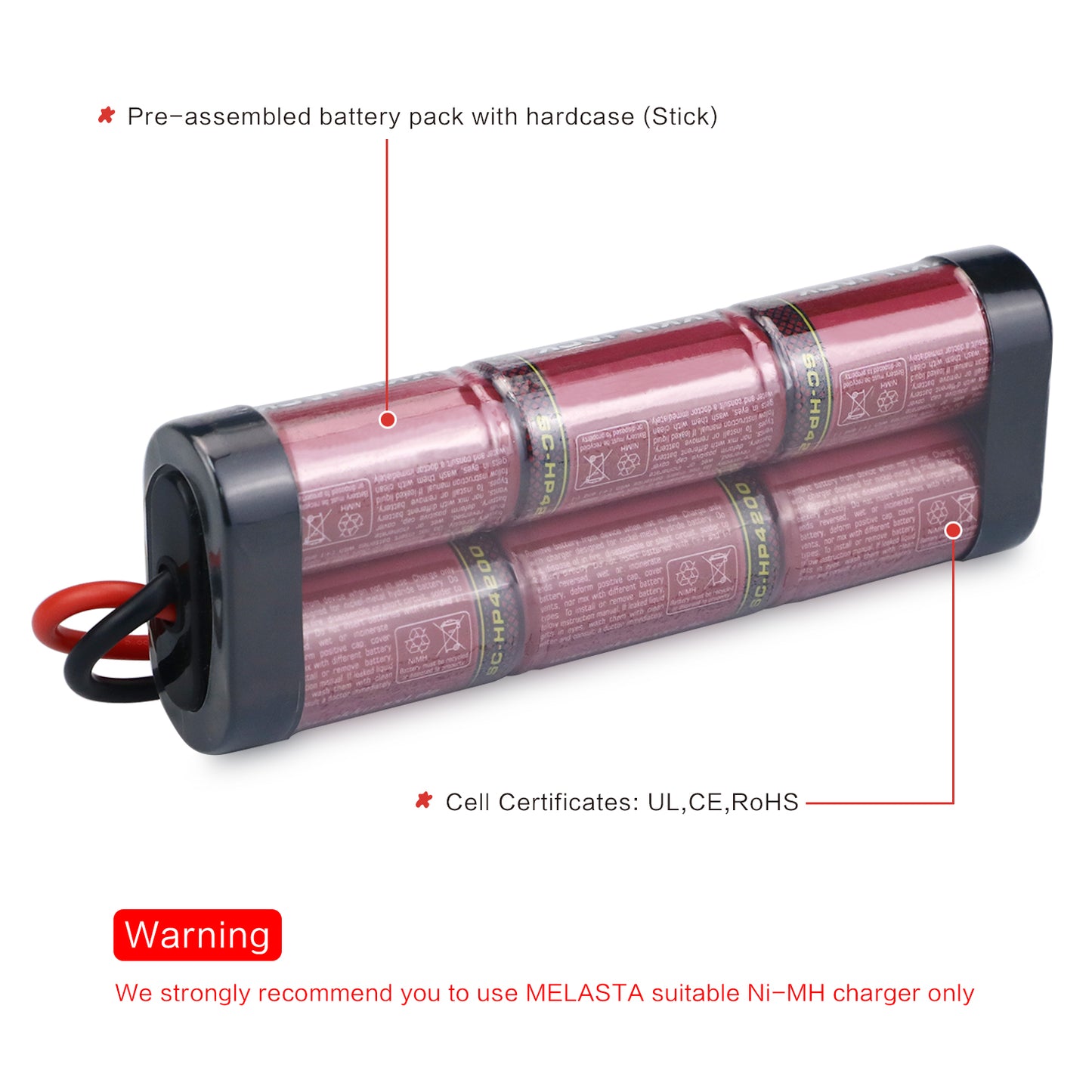 melasta 8.4V 4200mAh 7-Cell Hump NiMH Battery Pack, Compatible with RC Racing Car