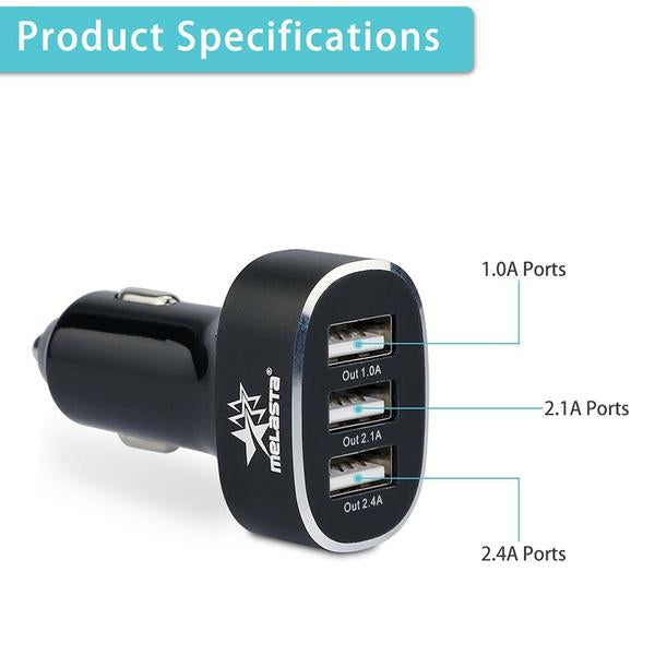 3 Port USB Cigarette Charger Car Charger for Iphone