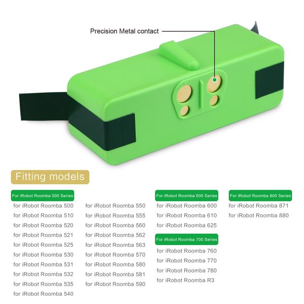 6.4Ah 14.8V Li-ion Replacement Battery  for iRobot Roomba