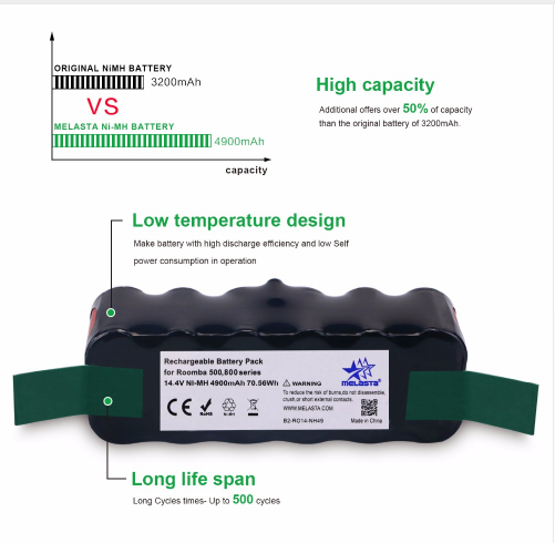 4.9Ah 14.4V NIMH Replacement Battery for iRobot Roomba