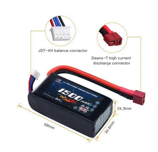 2 pack 11.1V 1500mAh Lipo Battery with DT Plug for RC Drone