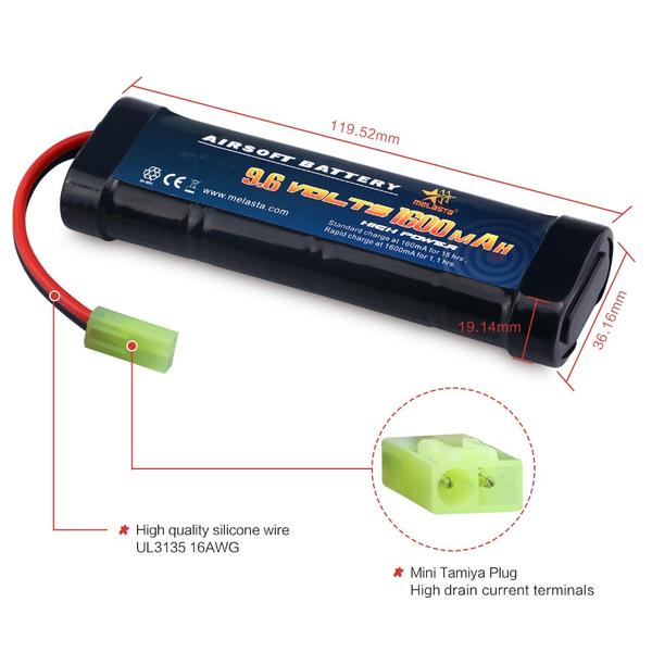 Melasta 9.6v AA 1600mAh NiMH Battery Pack with Tamiya Connector