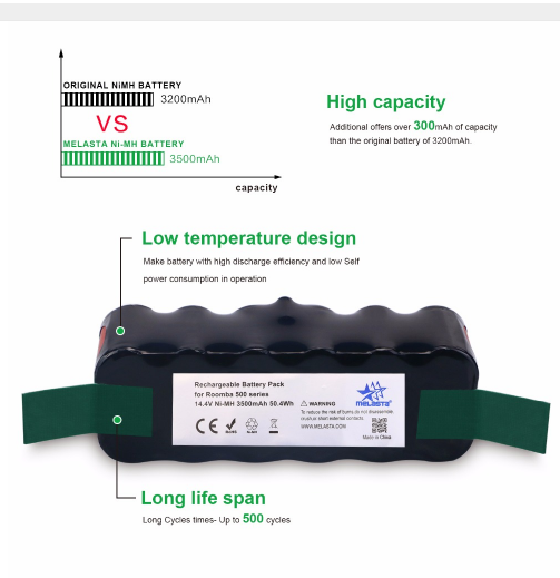 3.5Ah 14.4V NIMH Replacement battery for iRobot Roomba