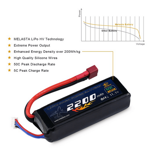 11.1V 2200mAh Lipo Battery  with DT Plug for Drone