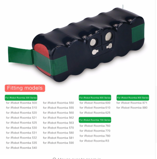 4.6Ah 14.4V NIMH Replacement Battery for iRobot Roomba