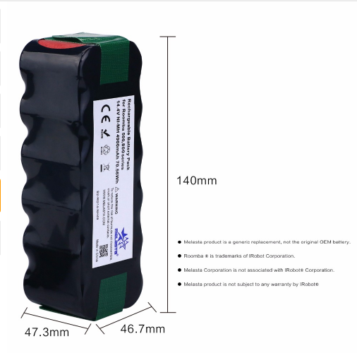 4.9Ah 14.4V NIMH Replacement Battery for iRobot Roomba