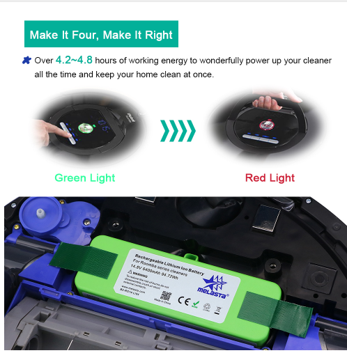 5.2Ah 14.4V Li-ion Replacement Battery for iRobot Roomba