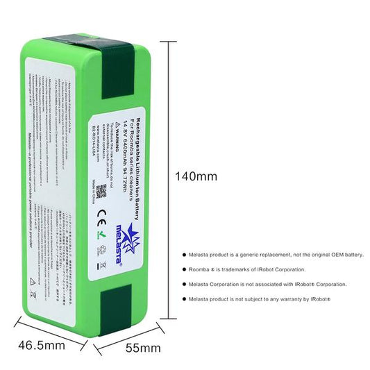 6.4Ah 14.8V Li-ion Replacement Battery  for iRobot Roomba
