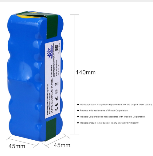 6.4Ah 14.8V Li-ion Replacement Battery for iRobot Roomba