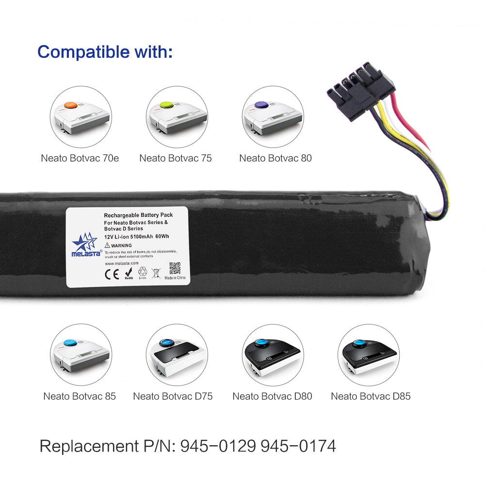 12V 5100mAh Li-ion Replacement Battery for Neato Botvac D Series